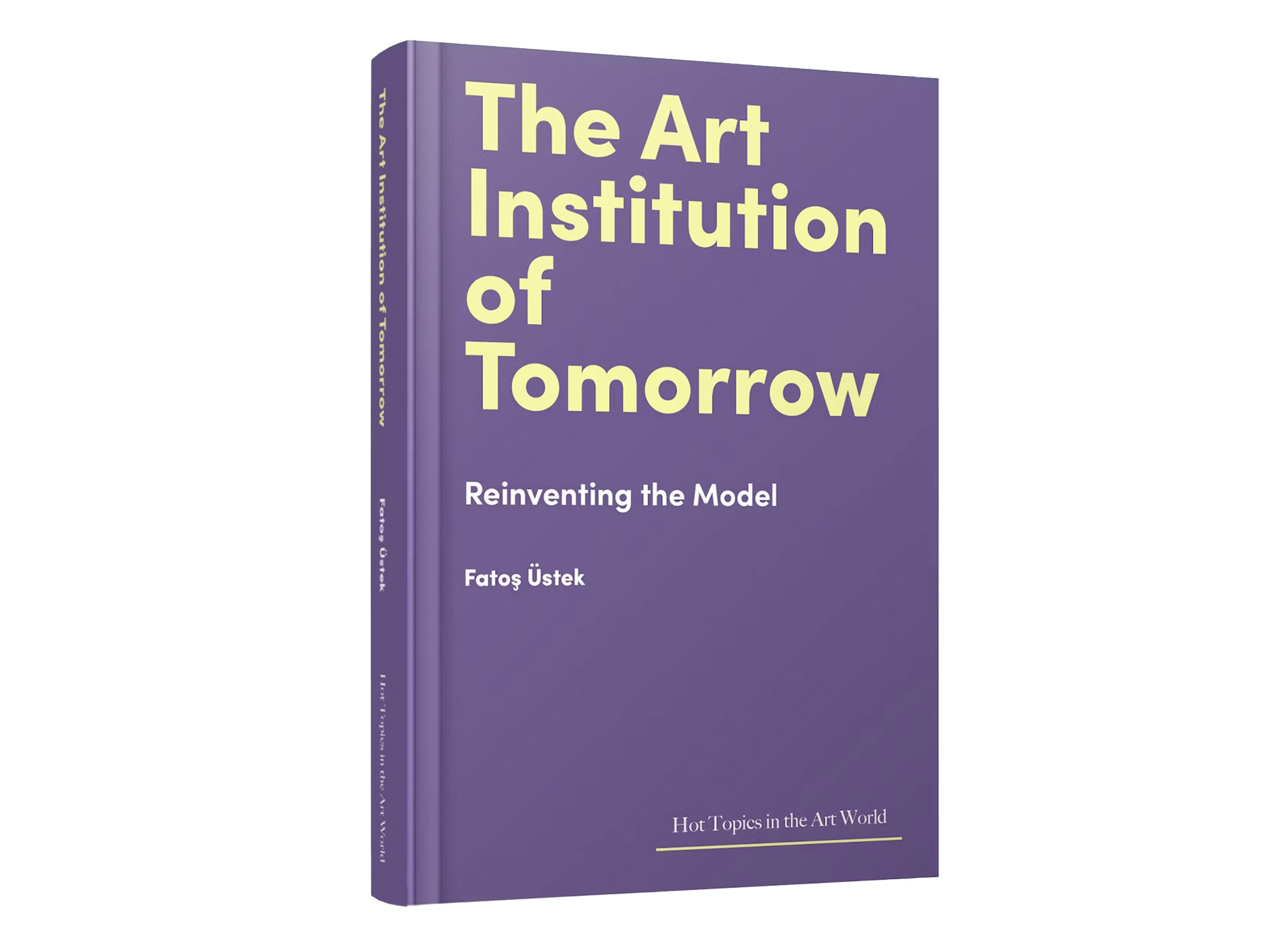 A hardback book with a purple cover and the title "The Art Institution of Tomorrow"