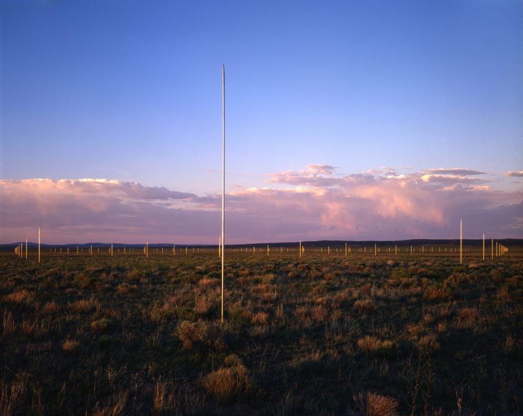 an image of lightning field, a land art installation in Western New Mexico
