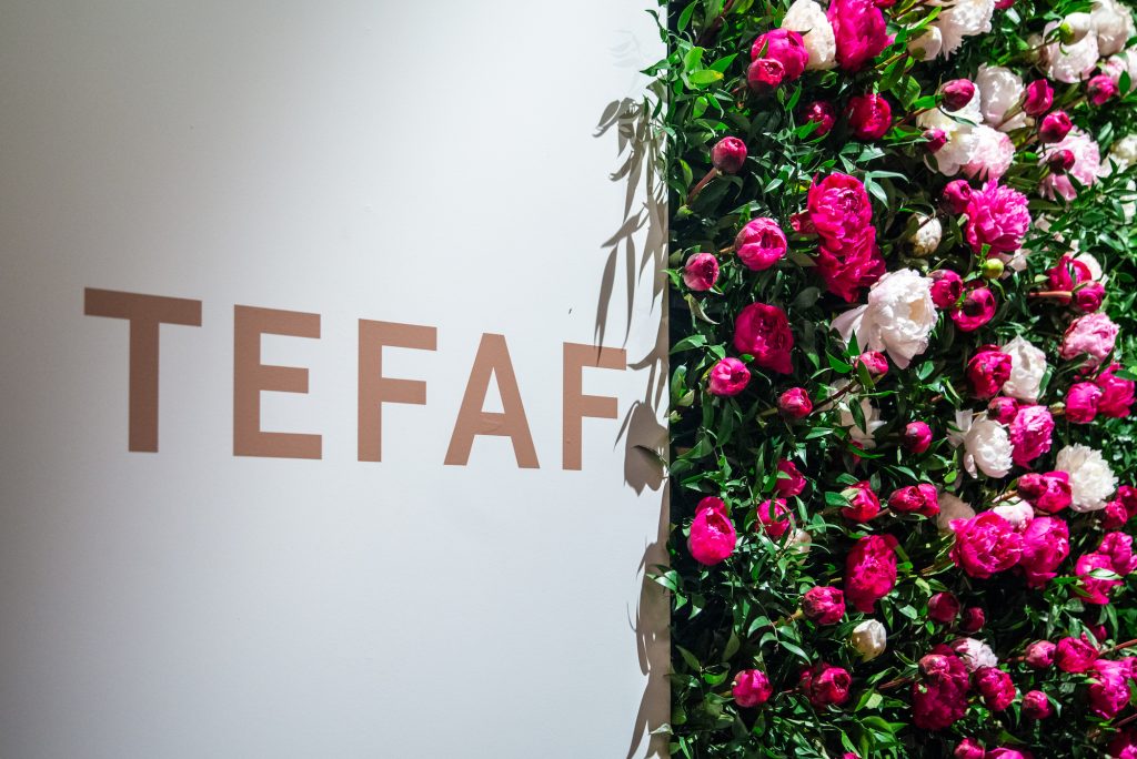 an image of the TEFAF sign and tulips at the New York Fair May 2024