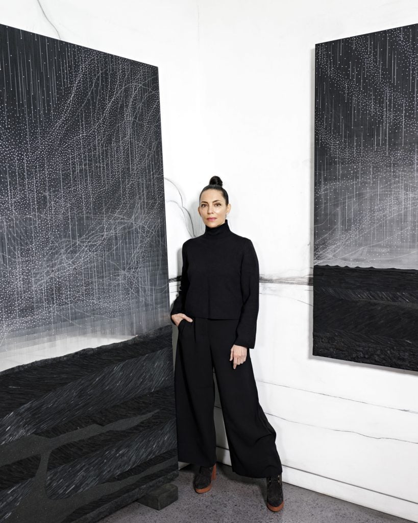 Teresita Fernández in her Boerum Hill, Brooklyn studio. Photo: Axel Dupeux, courtesy the artist and Lehmann Maupin, New York, Seoul, and London.