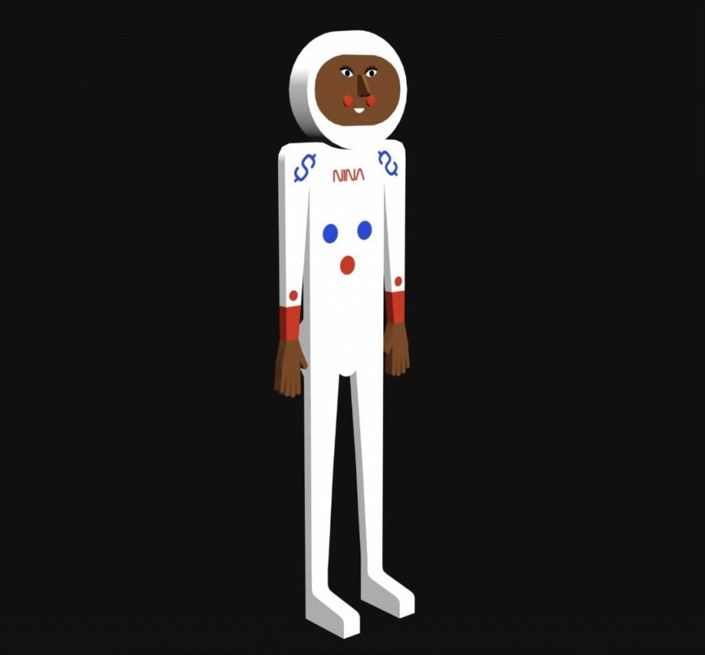 A cartoon graphic of a person in an astronaut suit