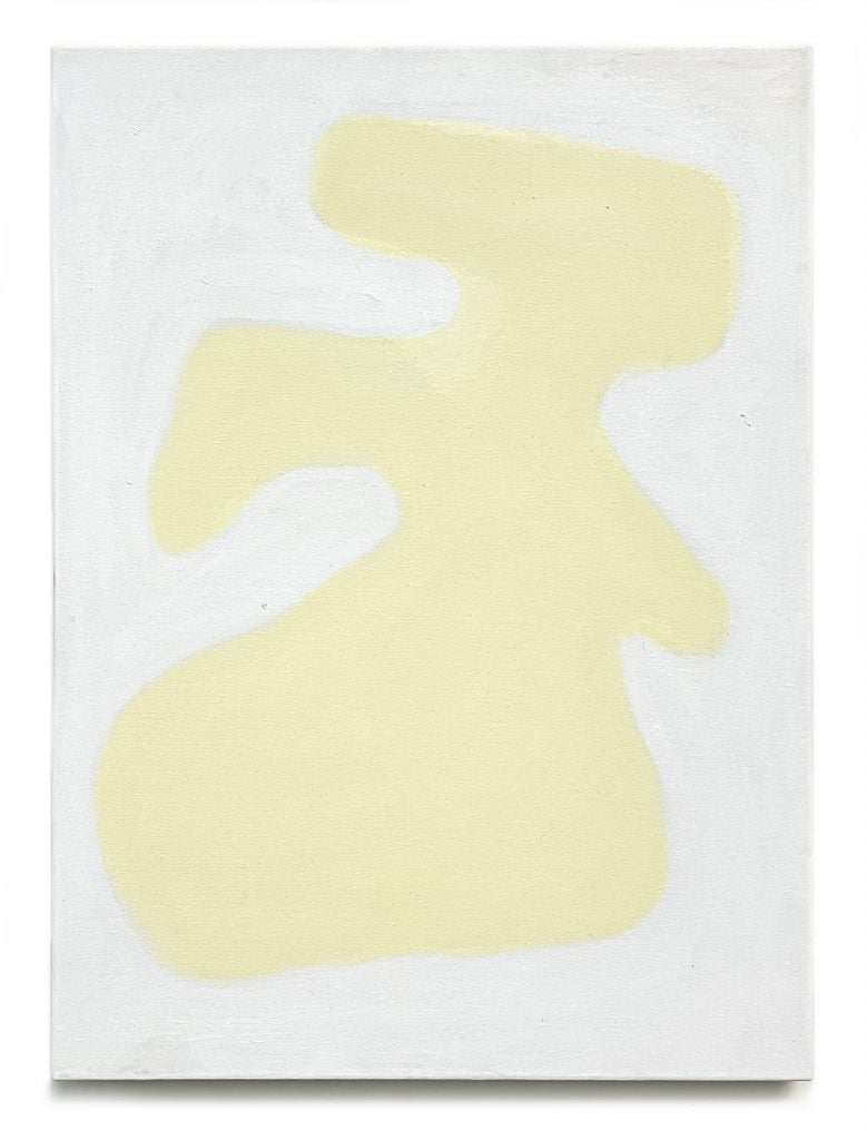 abstract painting by alexandria hilfiger featuring a pale yellow shape