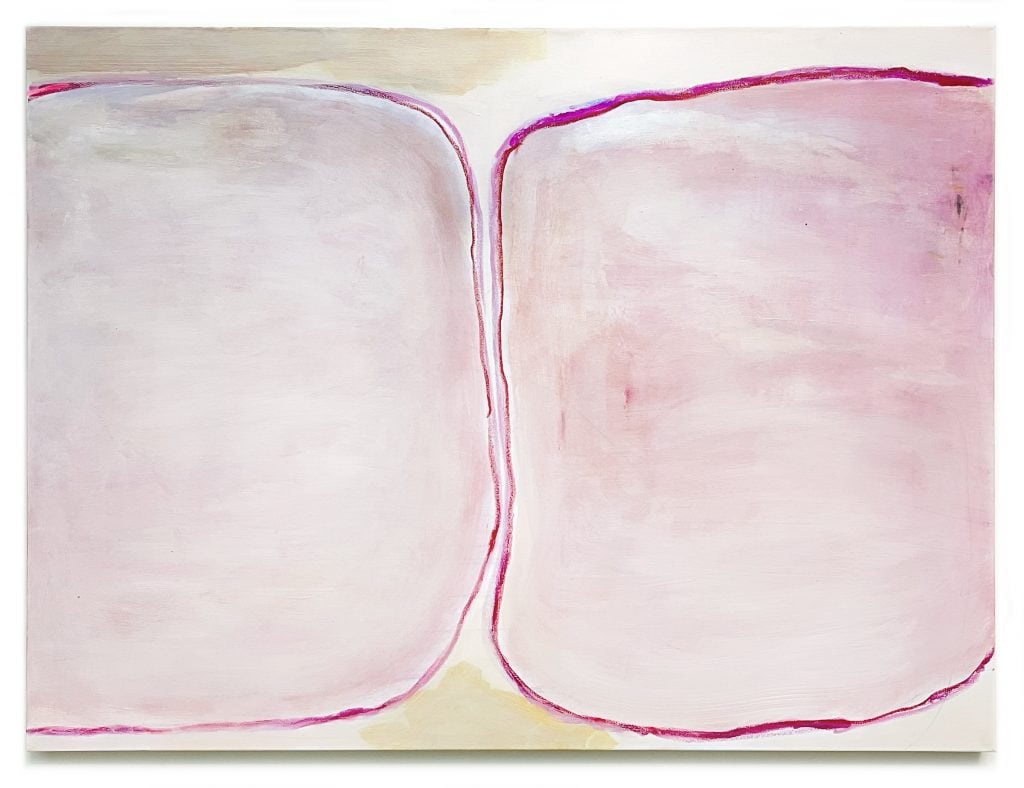 abtract painting with pink hues by artist alexandria hilfiger