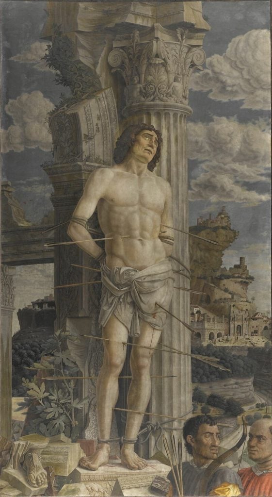 Saint Sebastian after being shot with numerous arrows