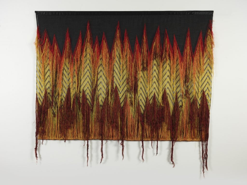 An artwork made from textiles.