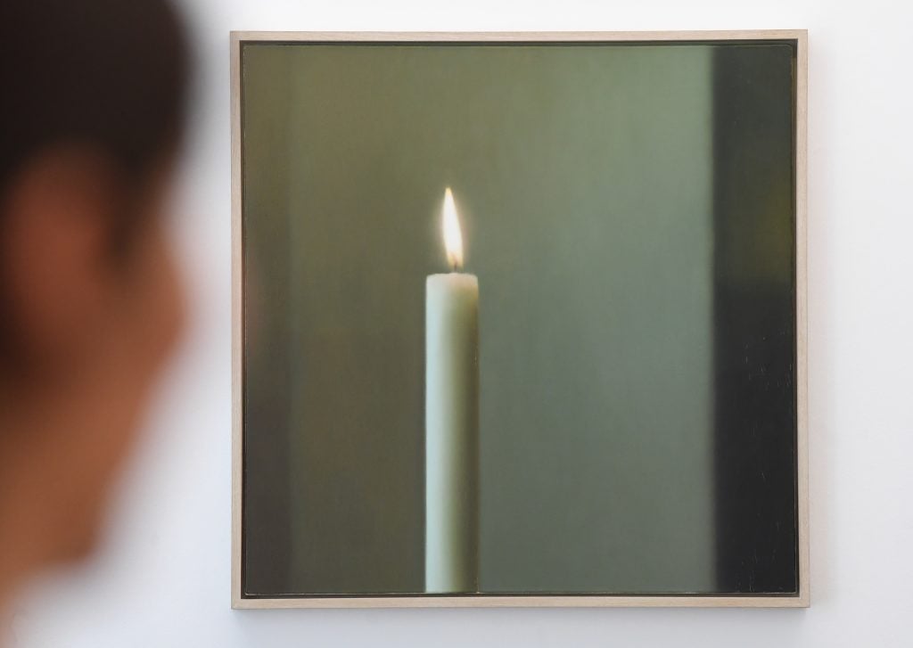 photograph of a painting by gerhard richter of a candle