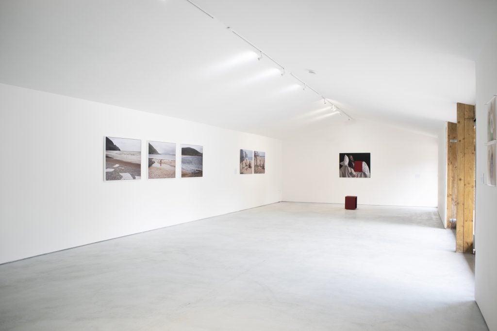 Photographic works by Trish Morrissey installed throughout a white gallery space.