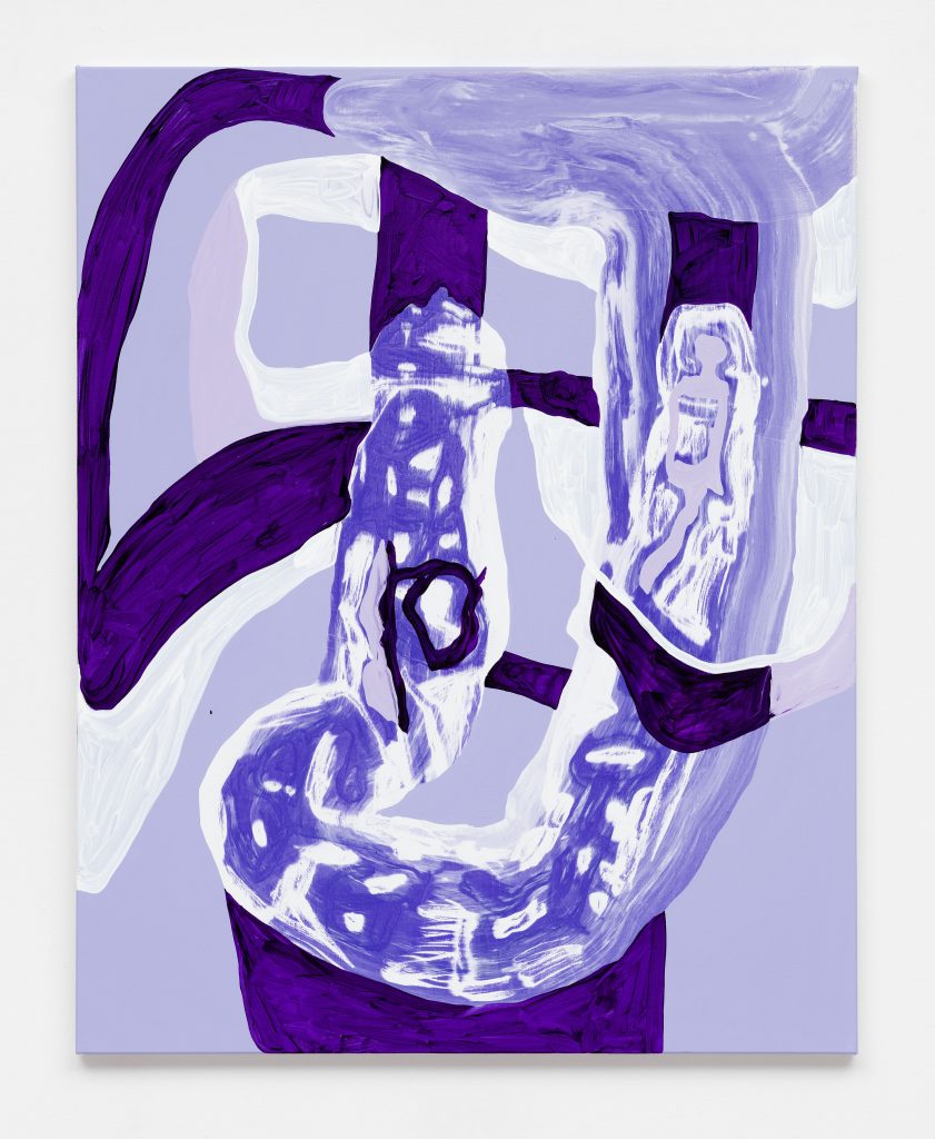 Abstract painting in purple and white by Jana Schröder.
