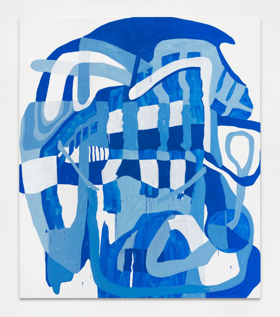 Abstract painting in blue and white by Jana Schröder.