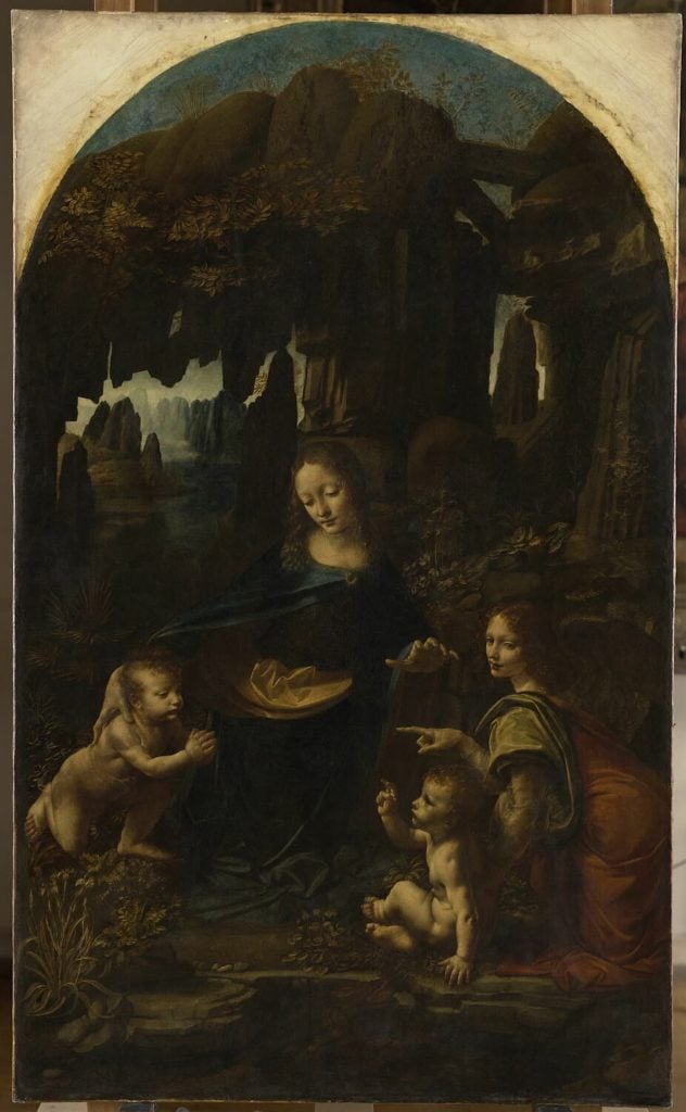 A painting of the Virgin Mary, Christ Child, John the Baptist and an angel