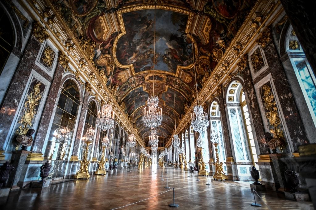 The Hall of Mirrors at Versailles, a richly decorated palace hall