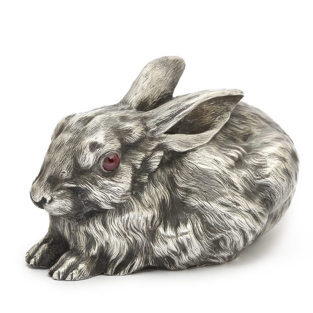 a silver rabbit bellpush