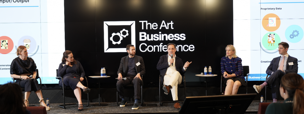 six people on a panel at the Art Business conference