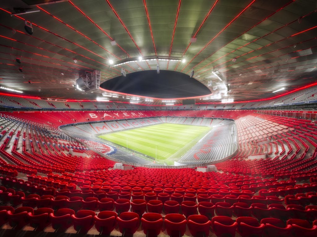 a view of the empty stadium at allianz germany