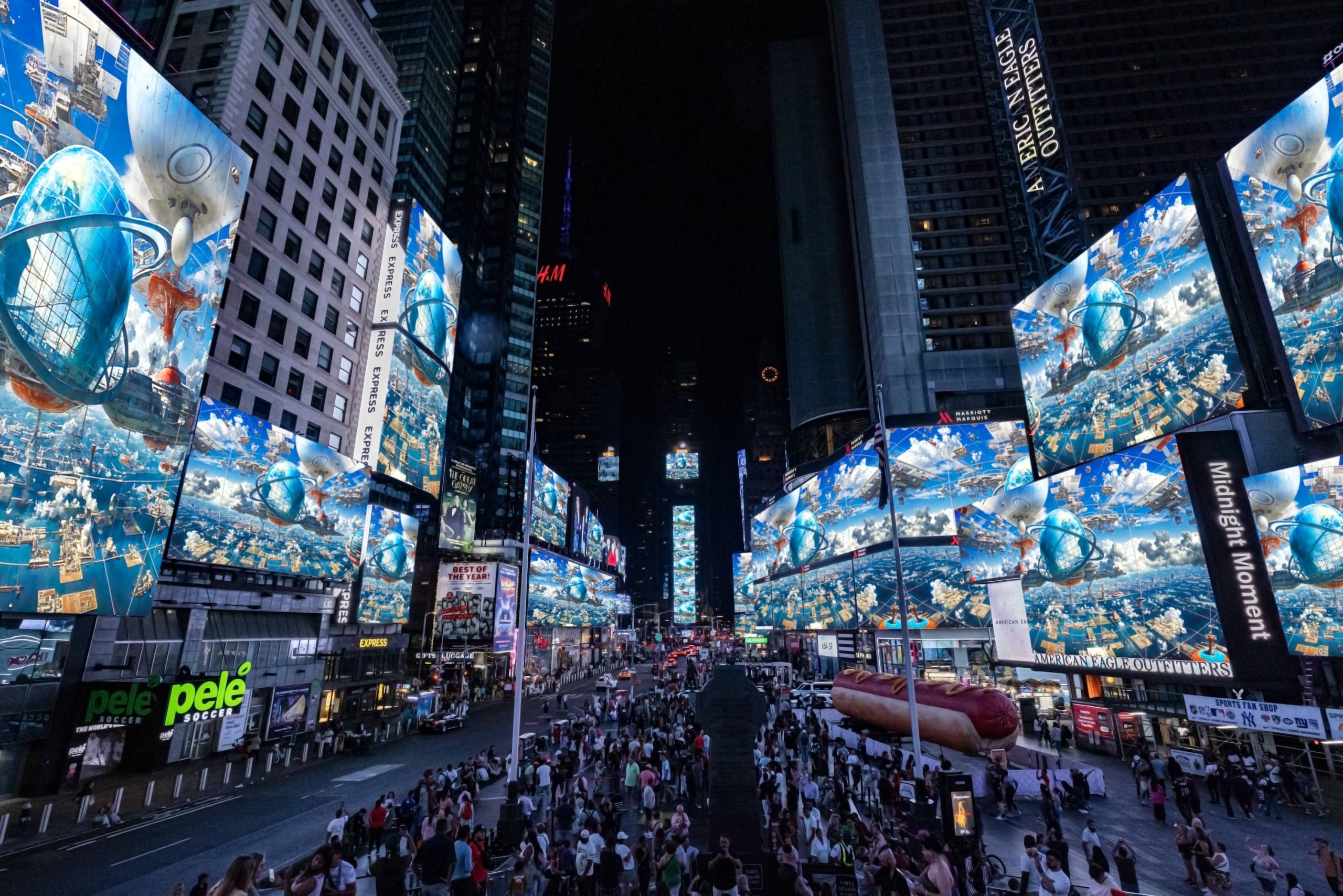 Installation view of Marco Brambilla's "Approximations of Utopia" presented by Times Square Arts. Photo: Michael Hull Photography.