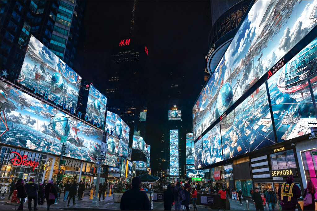 Installation view of Marco Brambilla's "Approximations of Utopia" presented by Times Square Arts. Photo: Michael Hull Photography. 