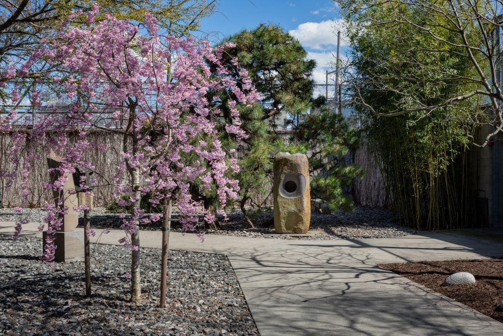 photograph of the Noguchi Museum garden in spring