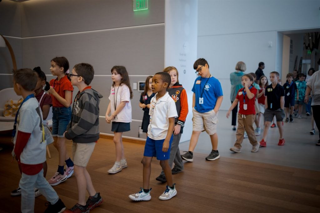 Children in the galleries at the Norton Museum of Art in West Palm Beach, Florida.