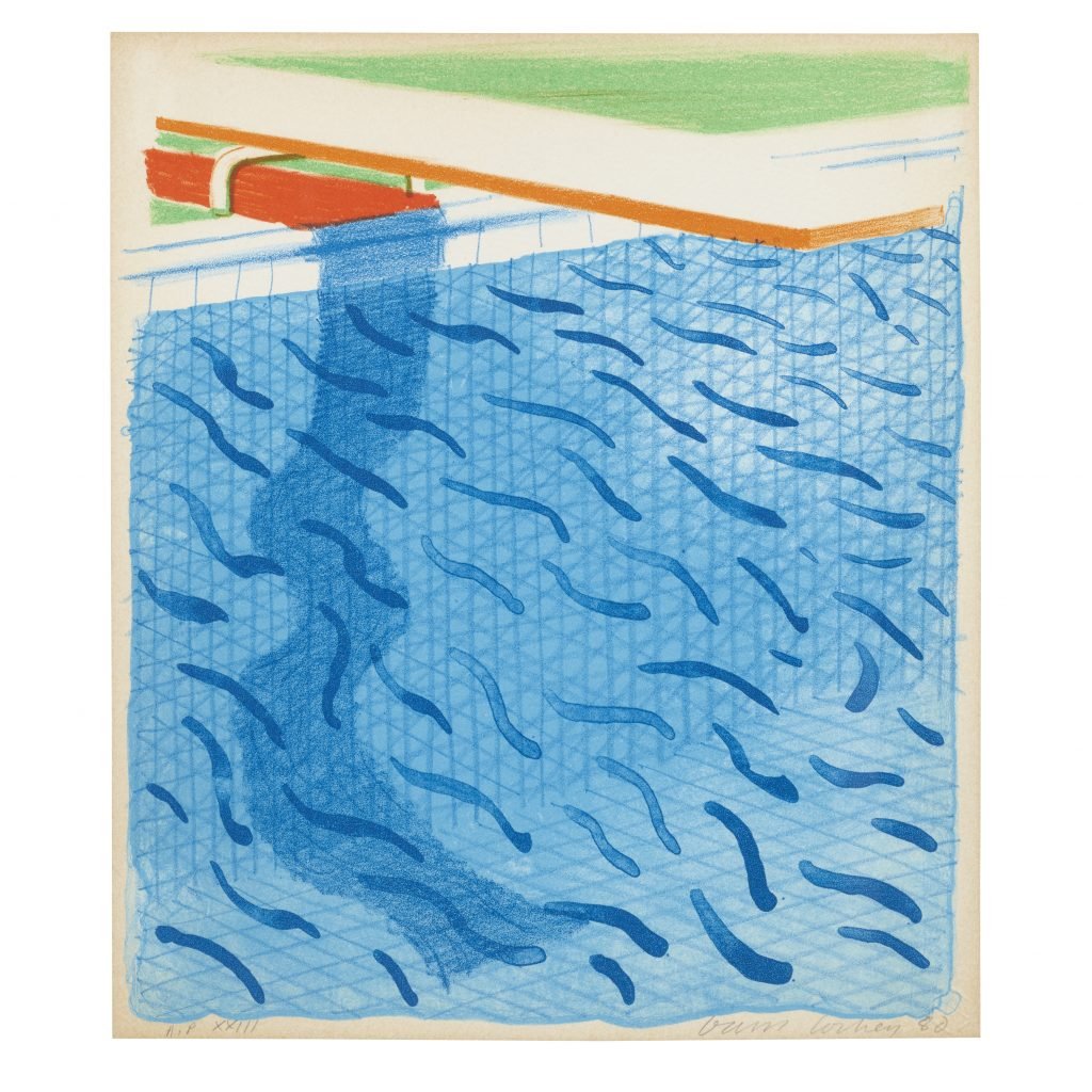 David Hockney's pastel drawing of a swimming pool