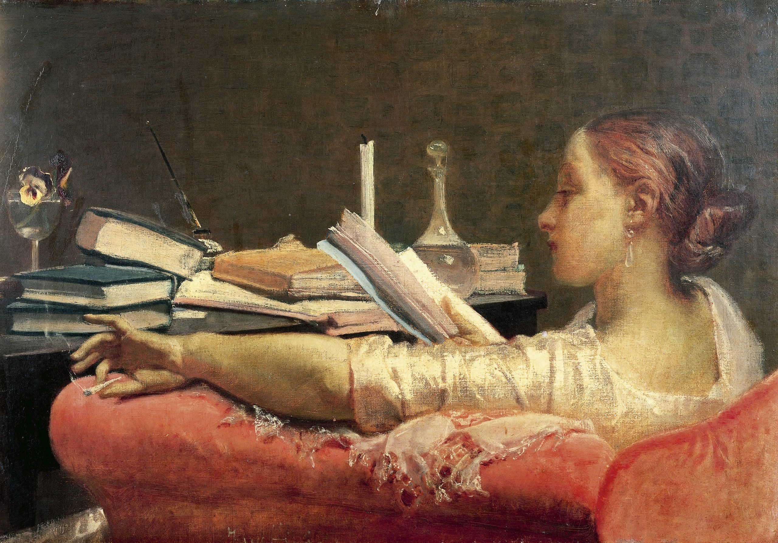 painting of a woman reading