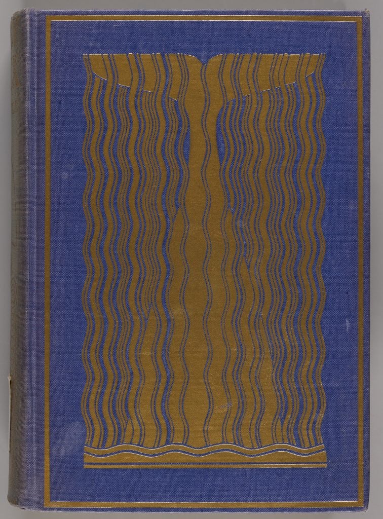 Book cover for Moby Dick showing a whale's tail and cascading wavy lines