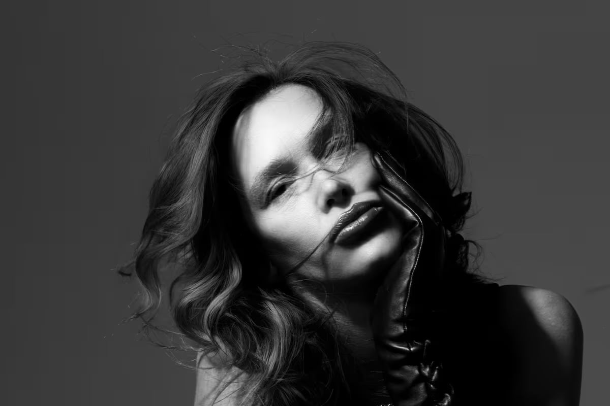 a black and white portrait of the artist and actor Paz de la Huerta