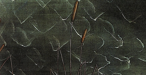 painting of bulrushes in water