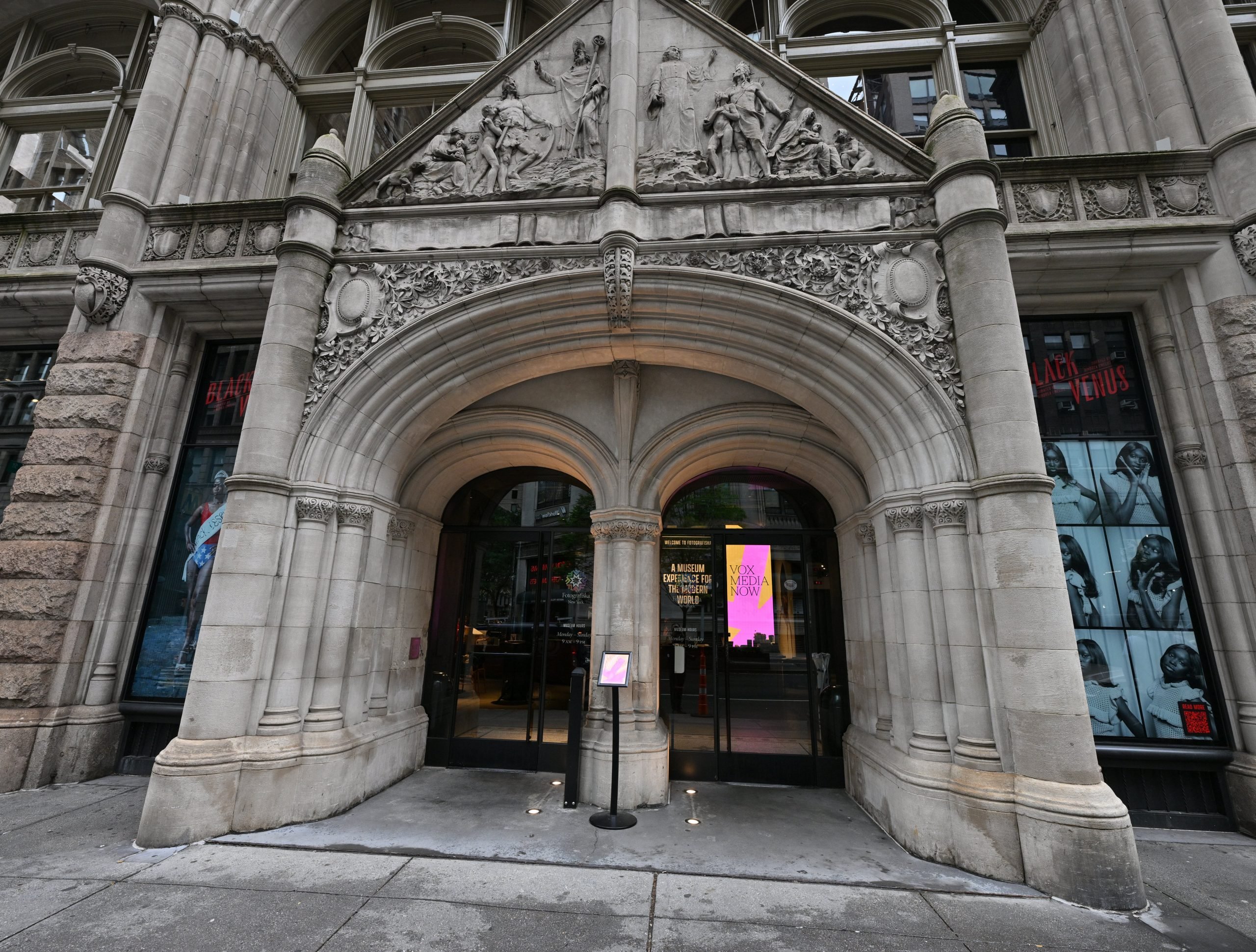 The gothic entrance to the Fotografiska museum in New York