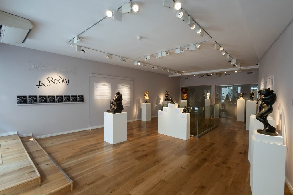 Installation view of "Faces and Fables: Rodin's Portraiture, Great Commissions, Mythology, and Sculptural Innovations" (2024). Courtesy of Bowman Sculpture, London.