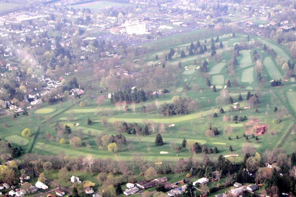 aerial view of a golf course