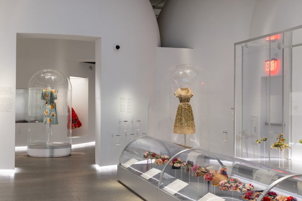 a museum displaying historical garments is outfitted like a science lab 