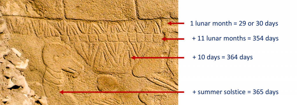 A digram mapping carvings on a close up of pillar 43 at Göbekli Tepe