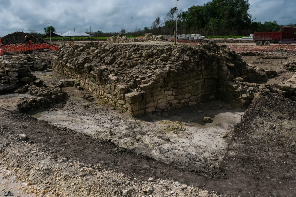 a photo showing the remainder of walls making up a building