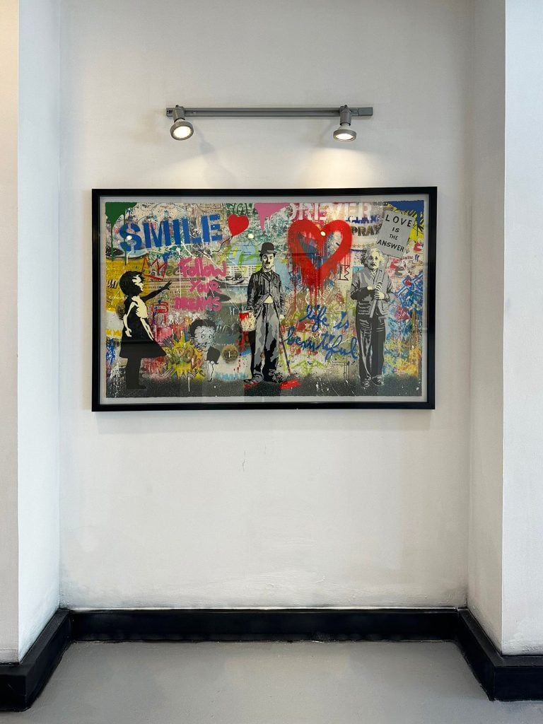 Mr. Brainwash print installed in a niche inside Ze-Arts Galleries Worldwide.