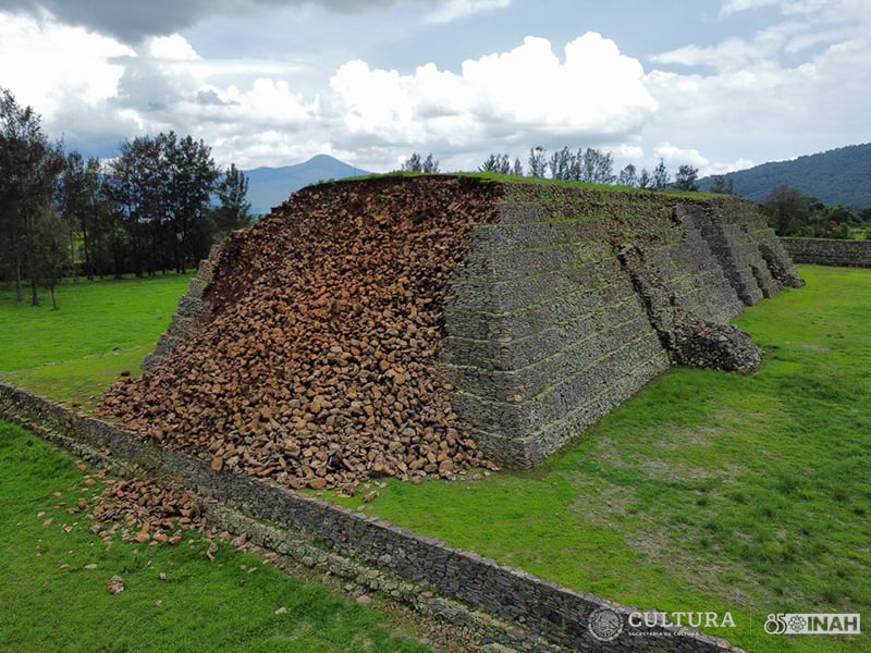 a partially collapsed pyramid