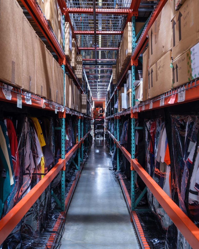 a look down an aisle inside the Nike Archives 