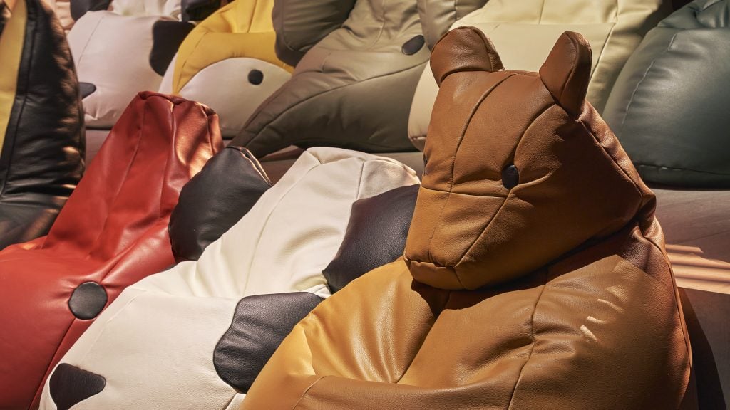 bean bags are shaped like animals at Bottega Veneta front row 