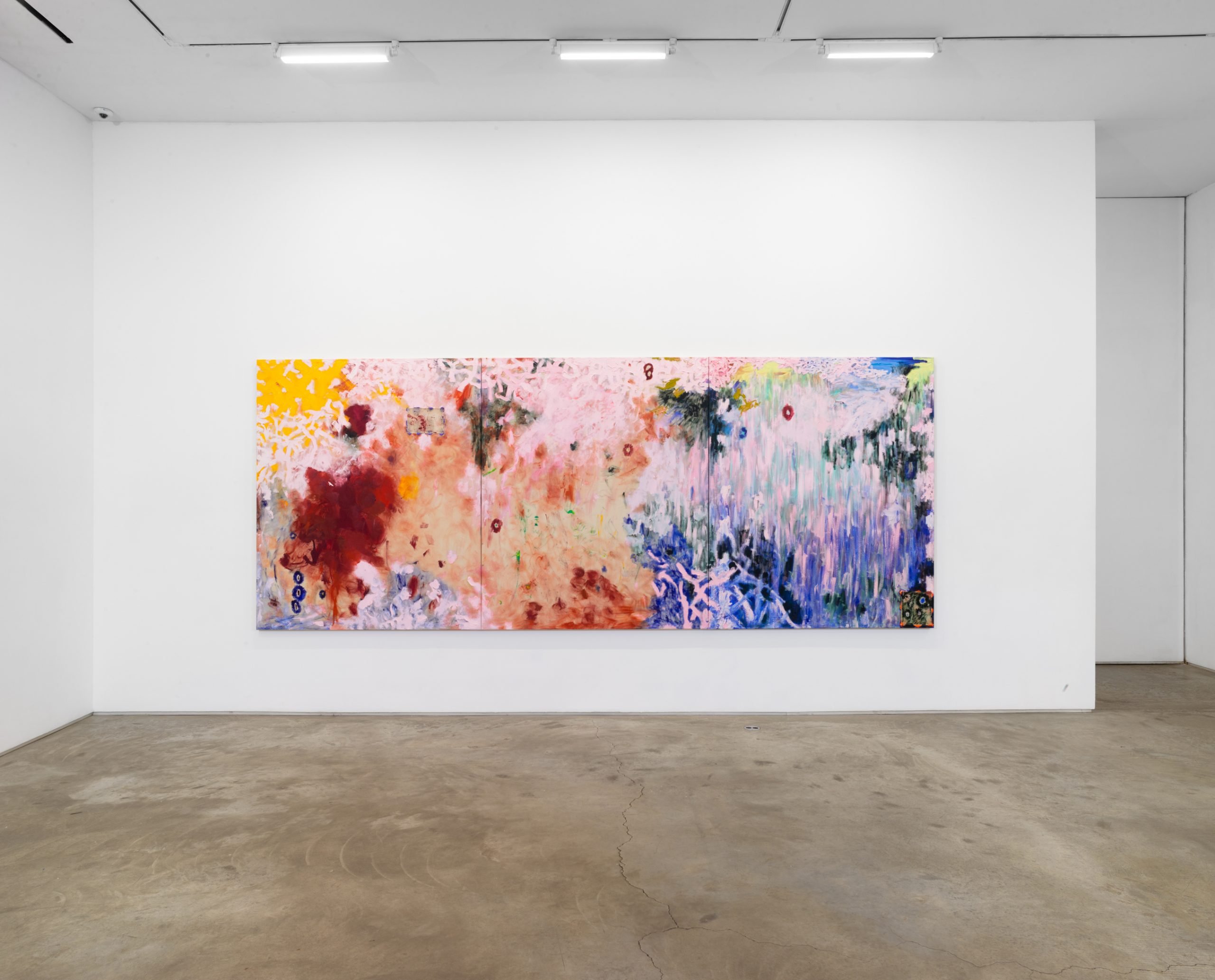 colorful large abstract painting evocative of Joan Mitchell