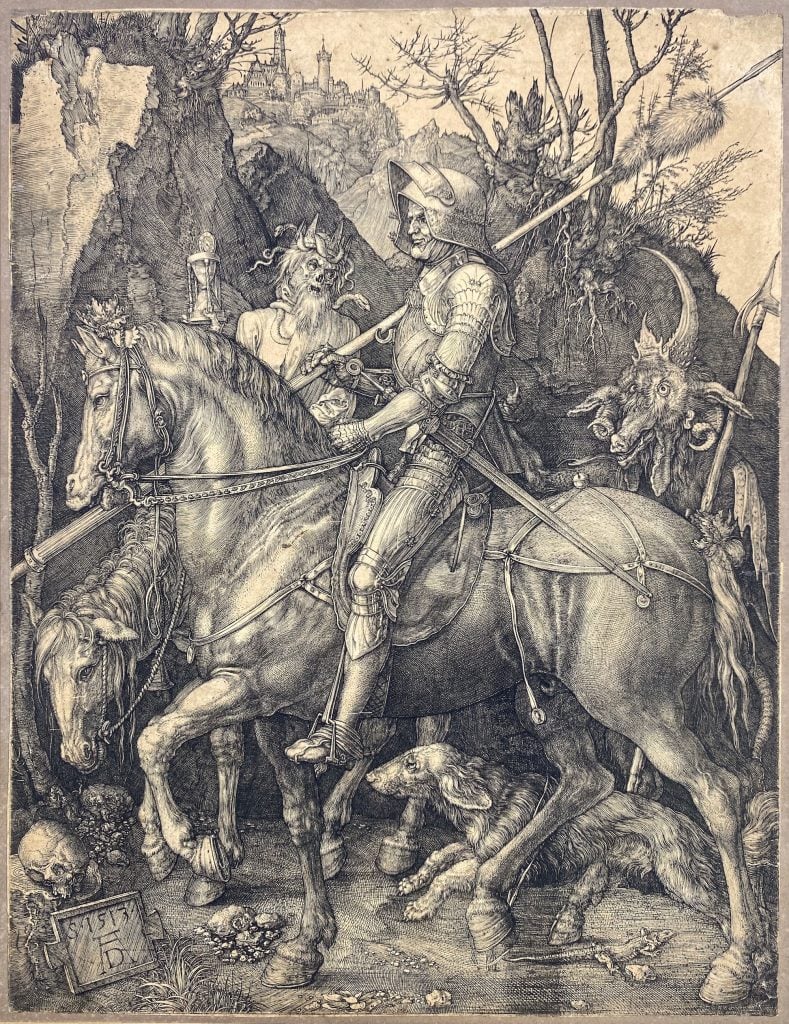 an image of Durer's engraving showing a knight