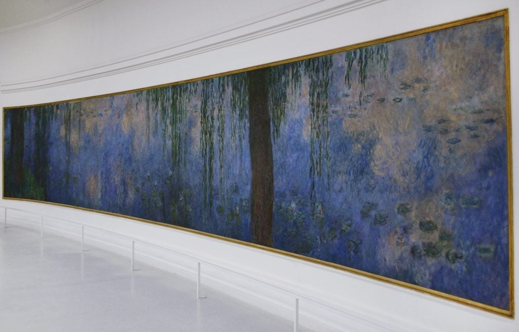 a large mural of impresses waterlilies by monet 