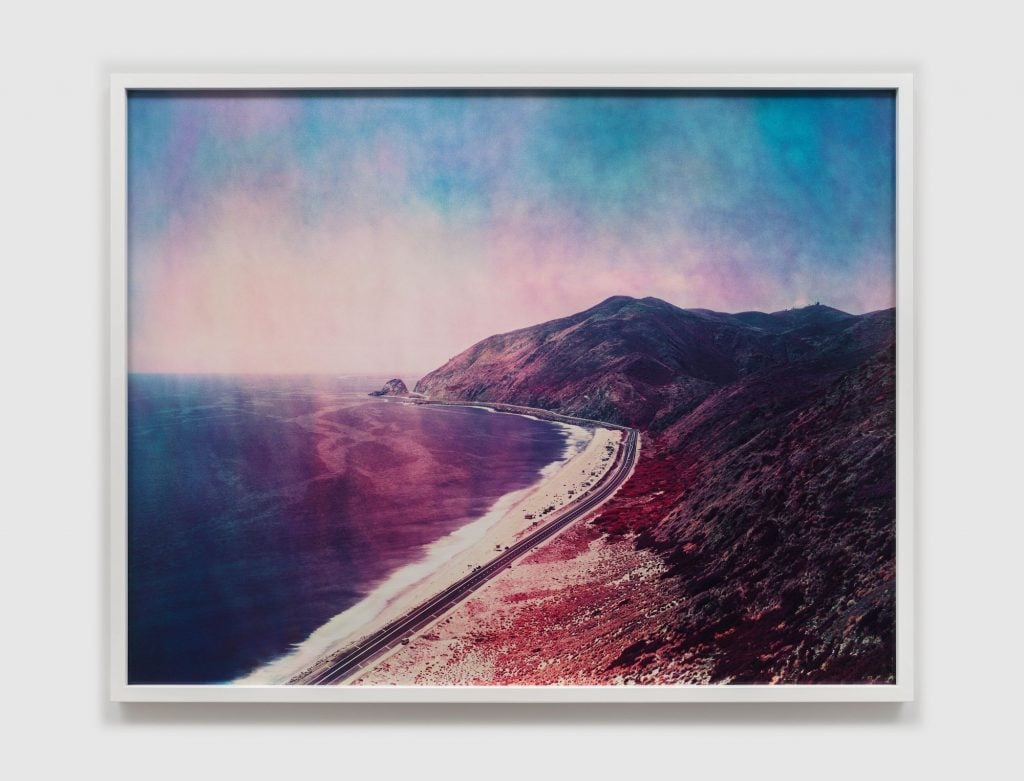 an image of the California coast rendered in infrared