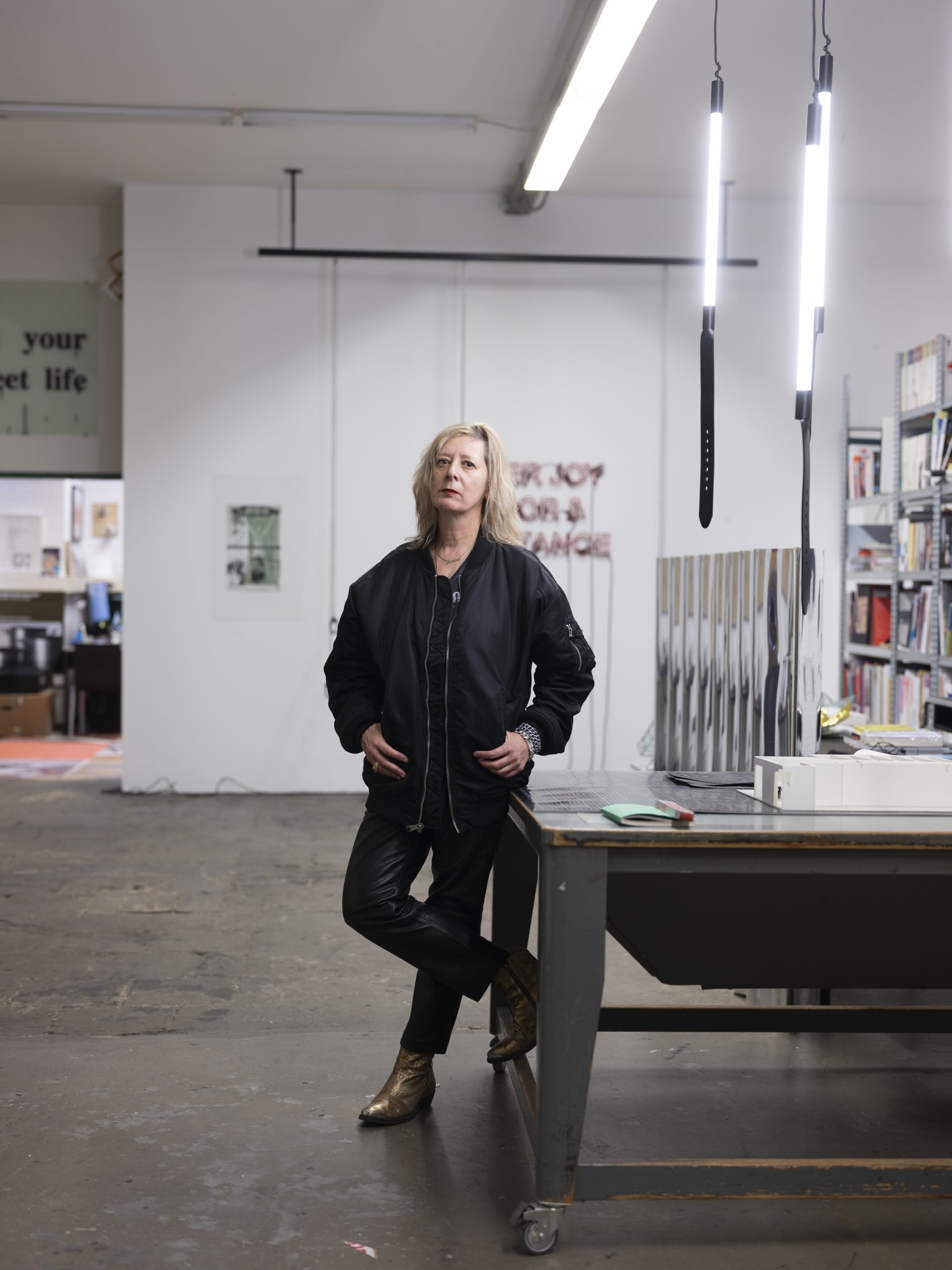 Monica Bonvicini standing in her Berlin studio