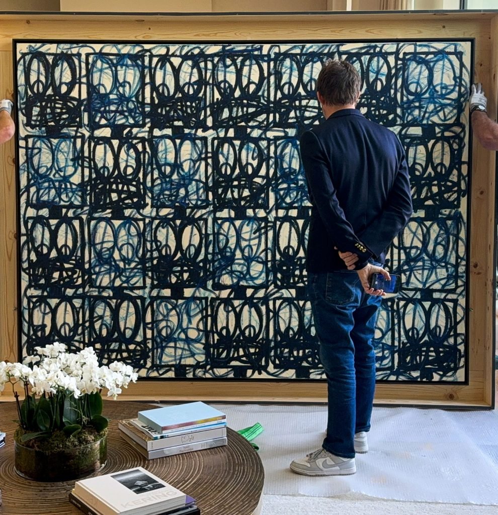 Paul-Emmanuel Reiffers with Rashid Johnson's Bruise Painting (2021).