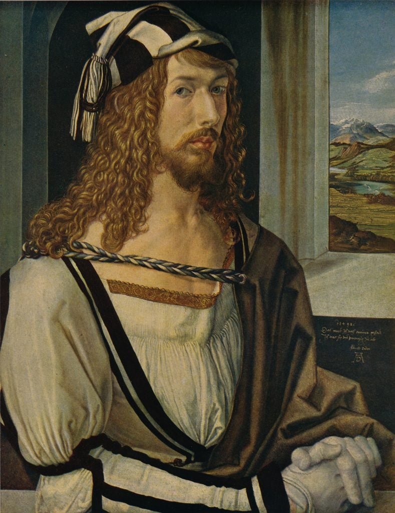 A painting of a bearded man in Renaissance garb