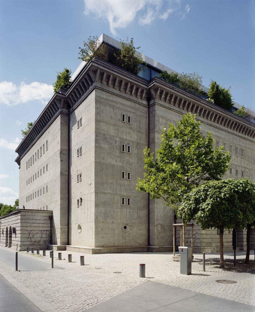 Exterior of the bunker that houses the Boros Collection in Berlin, a six-story brutalist style building, that houses the Boros Collection, founded by Karen and Christian Boros who were named the recipients of the Art Cologne Prize.