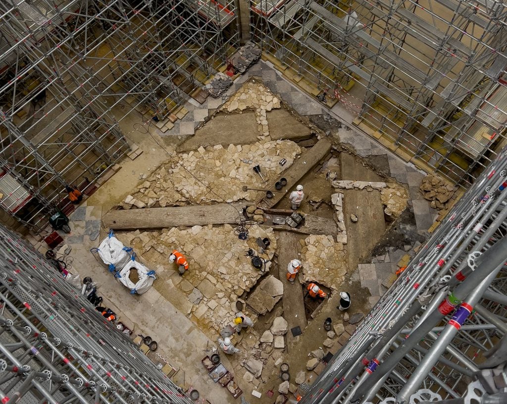 aerial view of Notre-Dame from inside