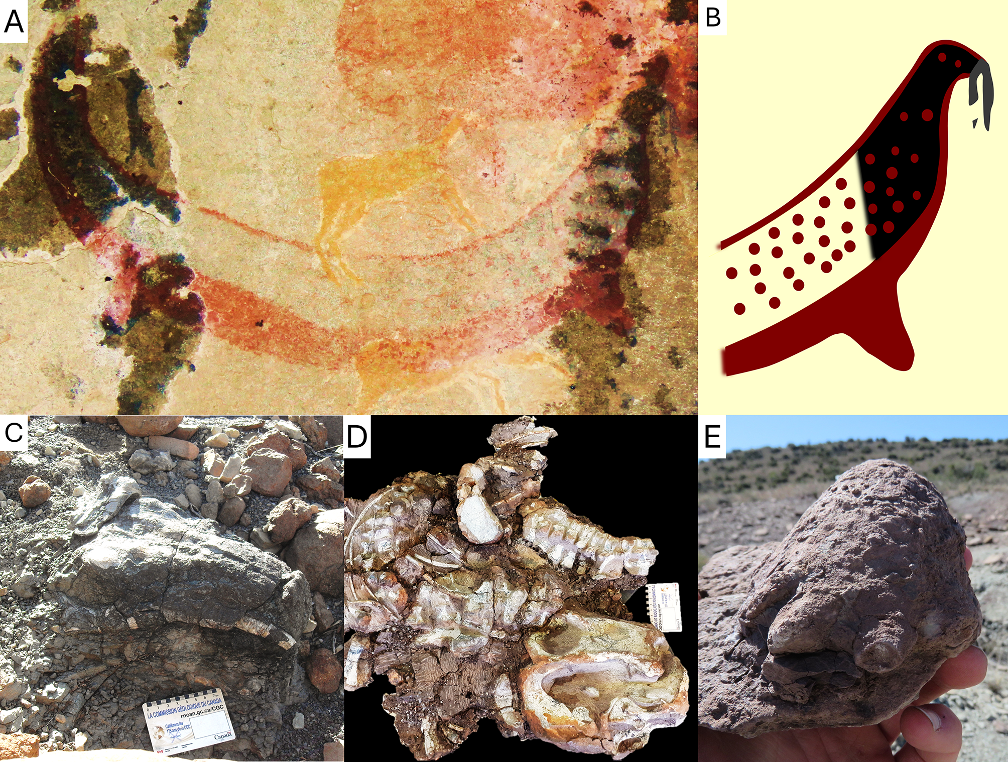 a collection of images from the article on dicynodont painting