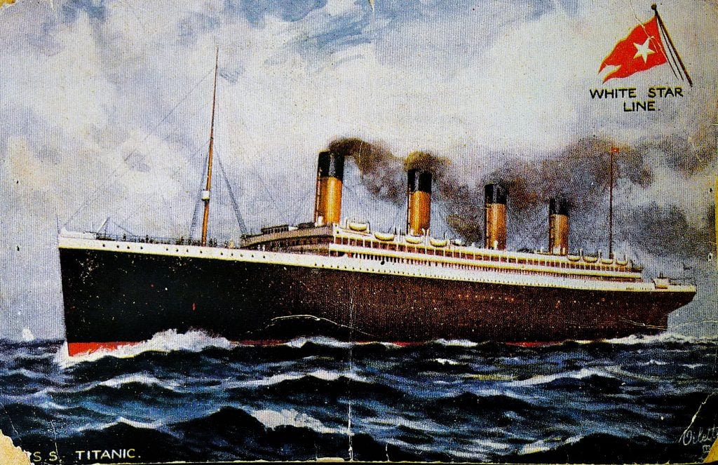 a color postcard of a ship