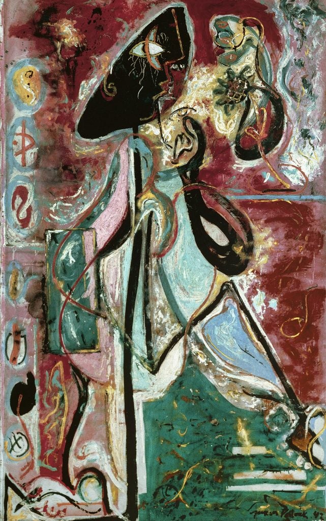 Jackson Pollock The Moon Woman (1942) Oil on canvas. © Pollock-Krasner Foundation / ADAGP, Paris 2024