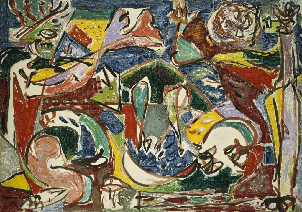 Jackson Pollock <i>The Key (1946) </i> Oil on canvas. © Pollock-Krasner Foundation / ADAGP, Paris 2024